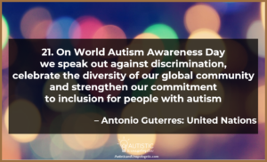en meddelelse fra De Forenede Nationer om verdens Autismebevidsthedsuge