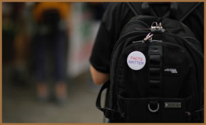 Bag with badge saying 'Facts Matter'