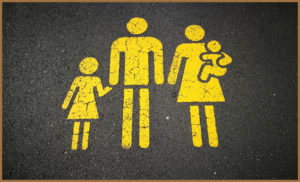 Car park marking of a family