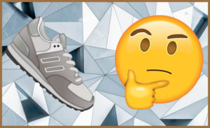 Athletic shoe and wondering emoji