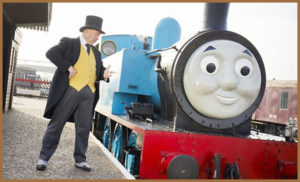 A real life Thomas the Tank Engine and a Fat Controller Cosplay