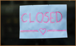 Closed sign outside a building