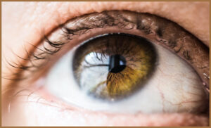 A close up of an autistic person's eye