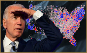 President Elect Joe Biden looking over the election by populaton map