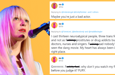 Sia surrounded by her now infamous tweets